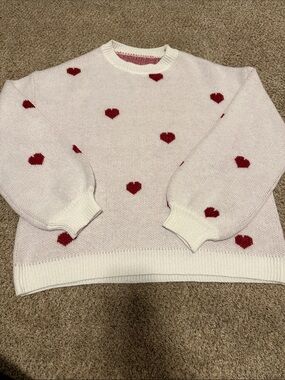 Heart Print Crewneck Sweater